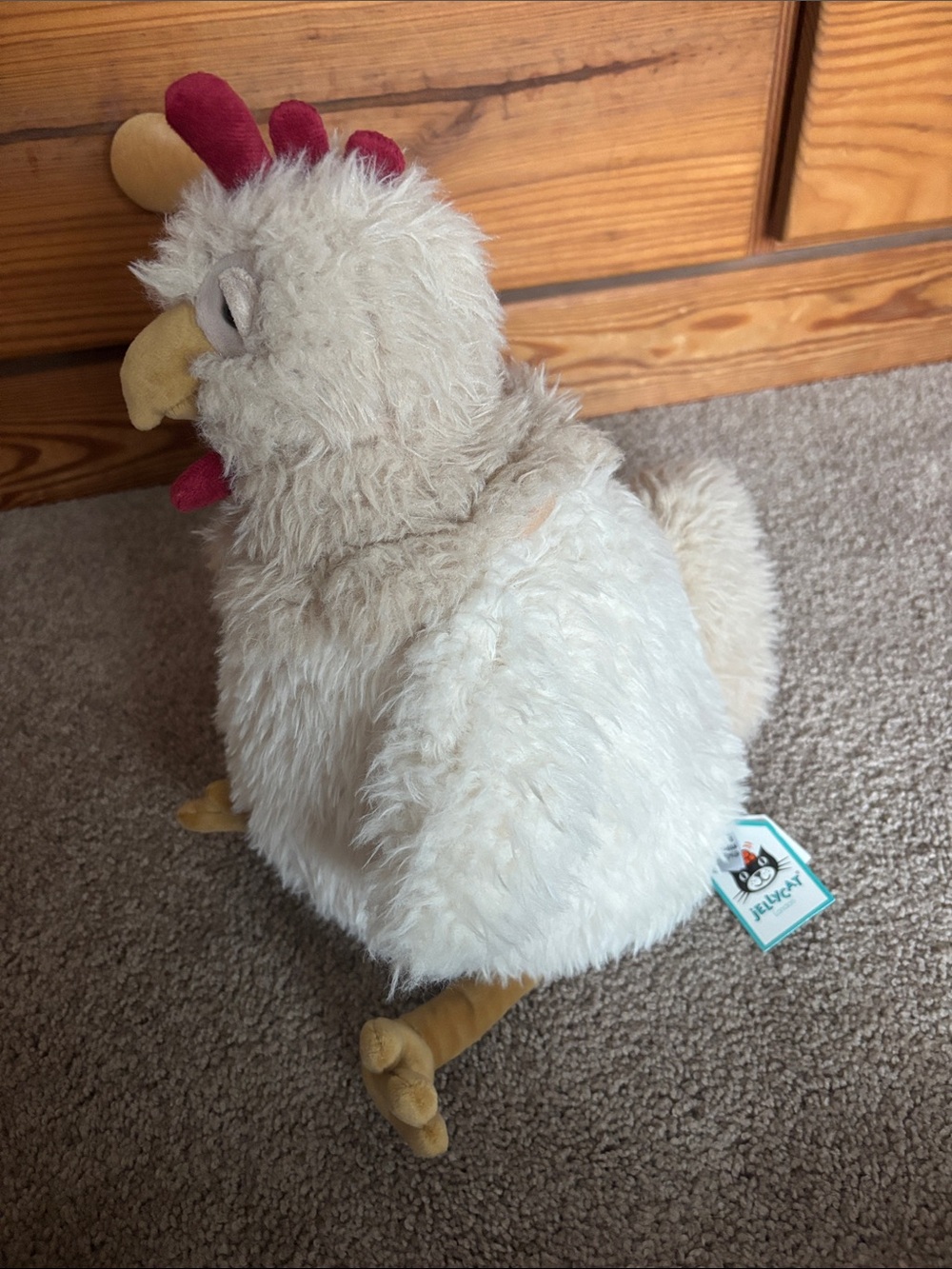 Jellycat Cream & Tan Plush Chicken Toy with Red Comb - Picture 3 of 3